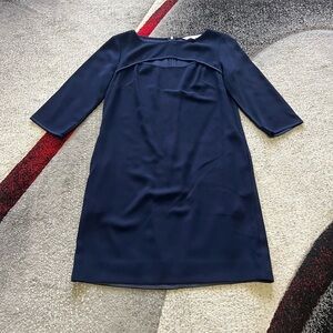 Trina Turk Navy Cleavage Cut Out 1/2 Sleeve Sheath Dress